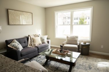 Living Room of a 3 Bedroom Unit in The Timbers, a high-end townhouse community by Socha Companies in Manchester NH
