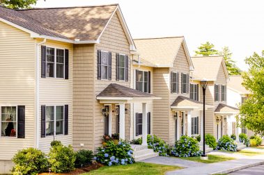 The Timbers Manchester, NH residential luxury townhome community with seasonal landscaping
